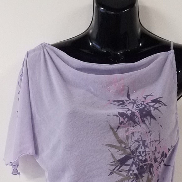 H & M Sheer Floral Purple Blouse Size 10 - Picture 3 of 8